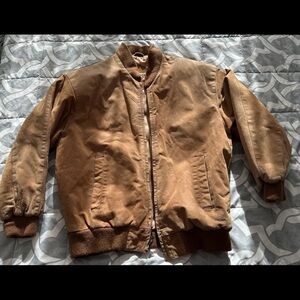 Vintage G4000 Leather Brown Bomber Jacket Unisex Size Small